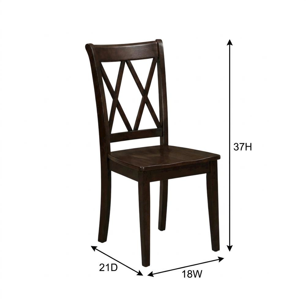 Solid Wood Dining Chairs with Double Cross Back, Black, Set of 2. Picture 6