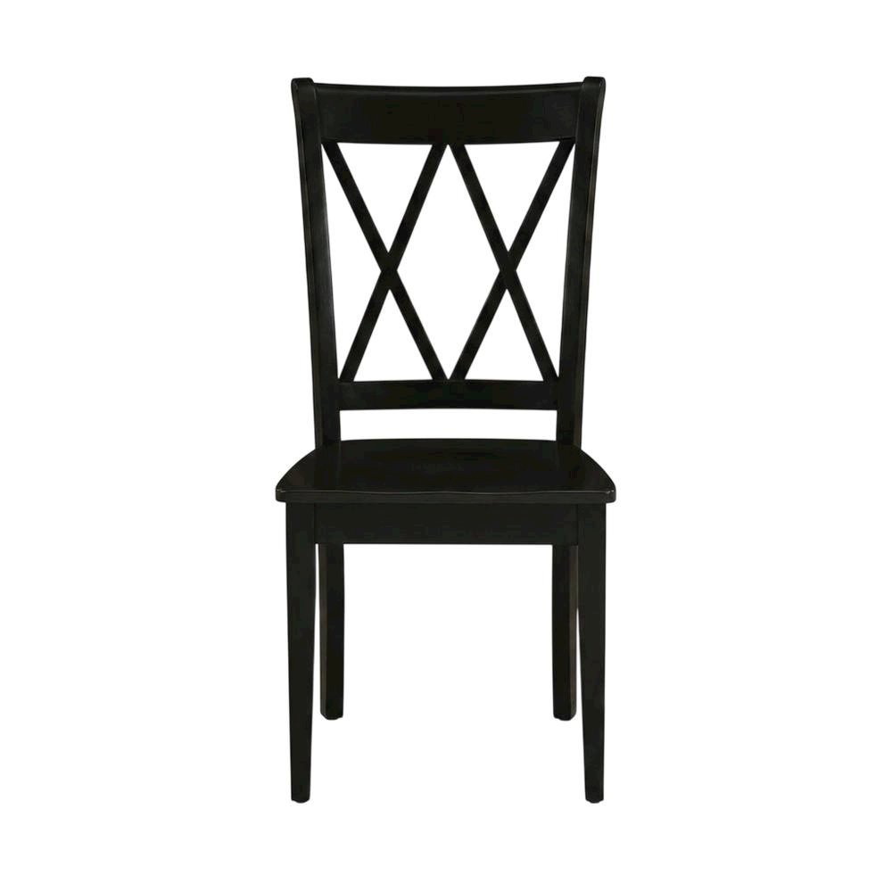 Solid Wood Dining Chairs with Double Cross Back, Black, Set of 2. Picture 2