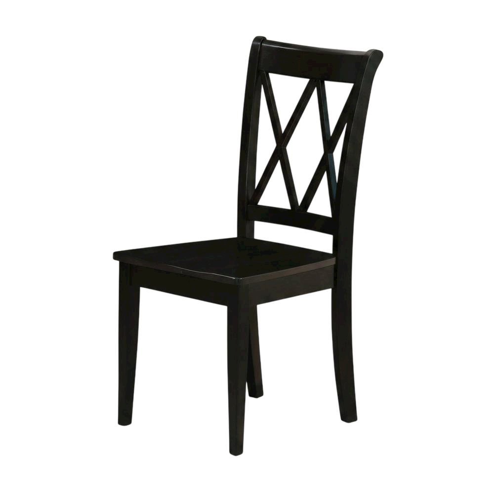 Solid Wood Dining Chairs with Double Cross Back, Black, Set of 2. Picture 5