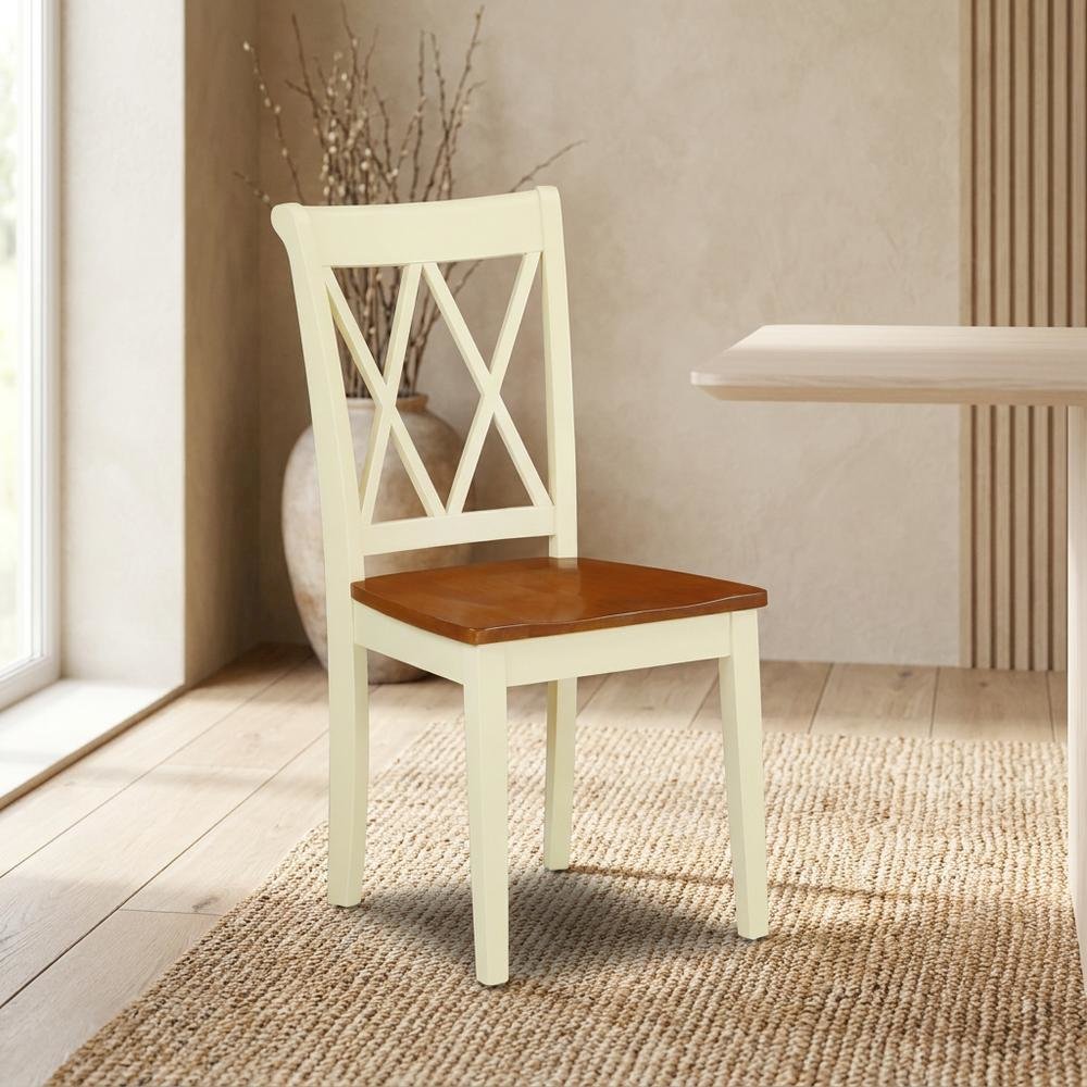 Wooden Dining Chair with Ladder Back for Kitchen and Dining Room, Set of 2. Picture 4