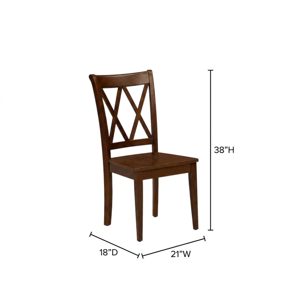 Solid Wood Dining Chair with Double X-Back for Kitchen and Dining Room, Espresso. Picture 5