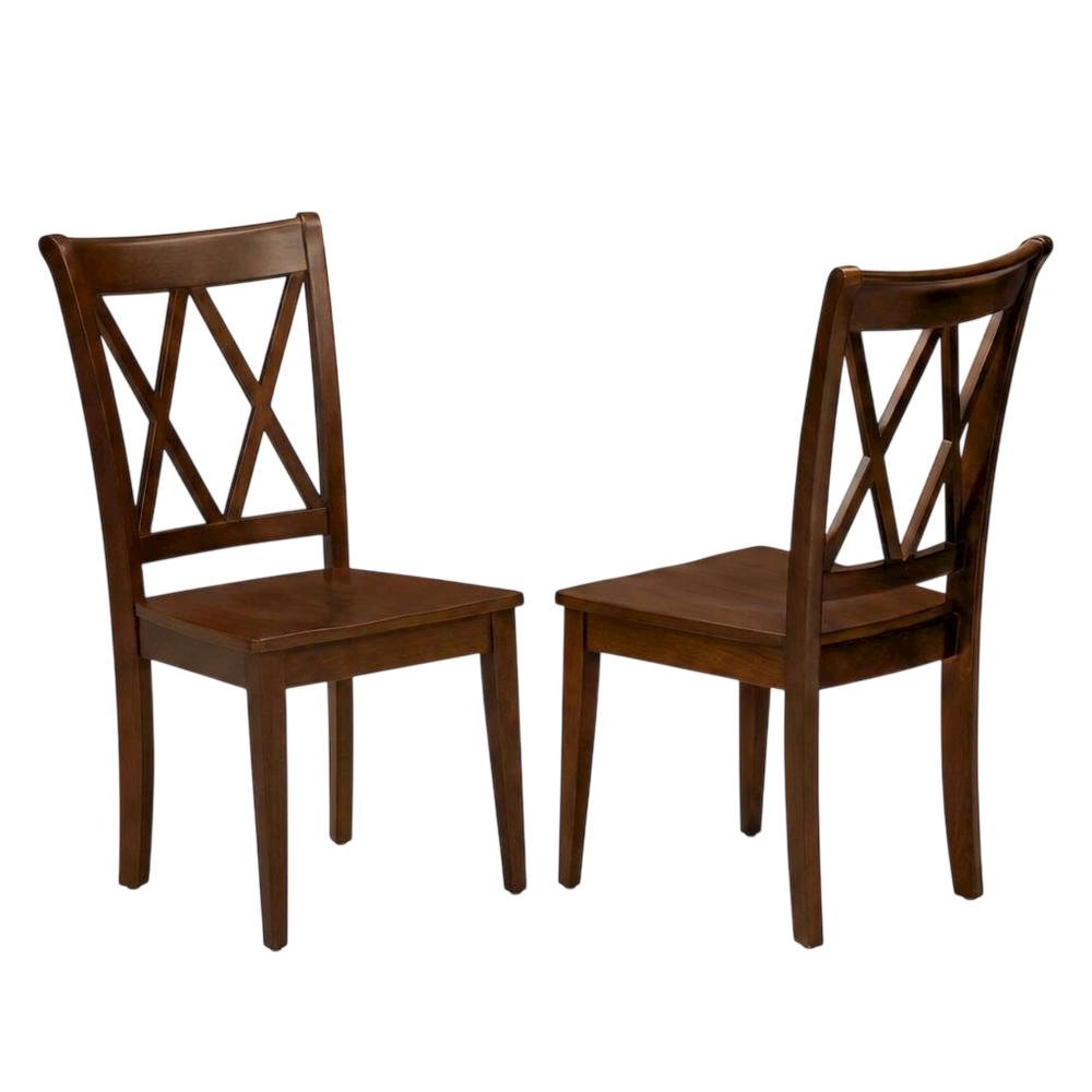 Solid Wood Dining Chair with Double X-Back for Kitchen and Dining Room, Espresso. Picture 4