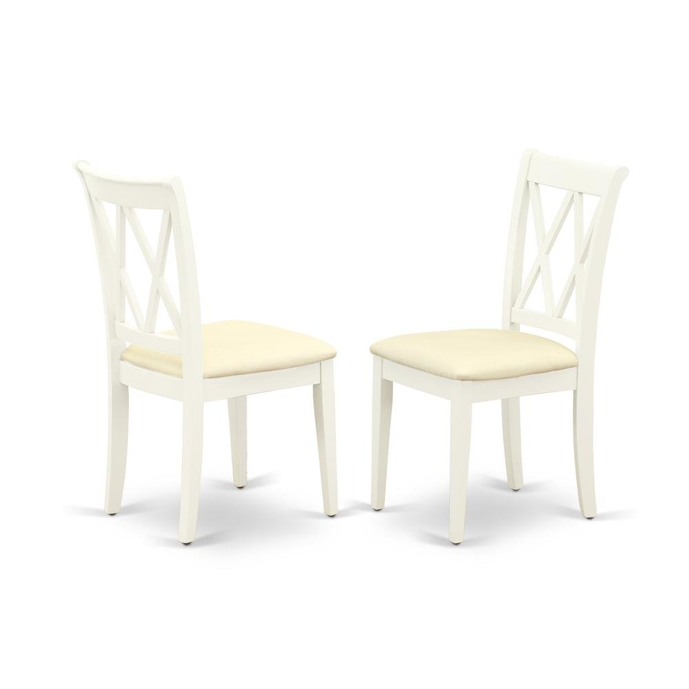 Upholstered Dining Chair with Solid Wood Legs for Dining Room, Linen White, Set of 2. Picture 1
