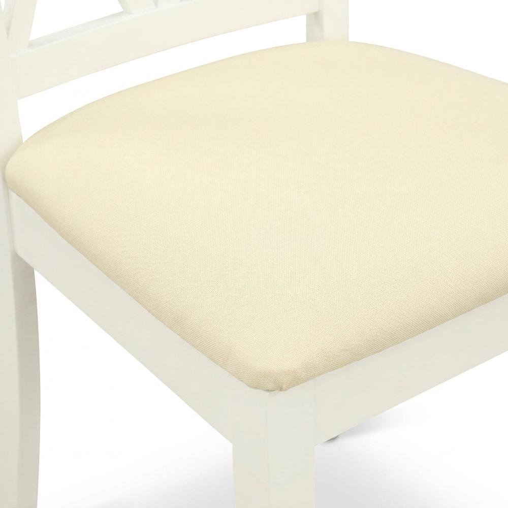 Upholstered Dining Chair with Solid Wood Legs for Dining Room, Linen White, Set of 2. Picture 7