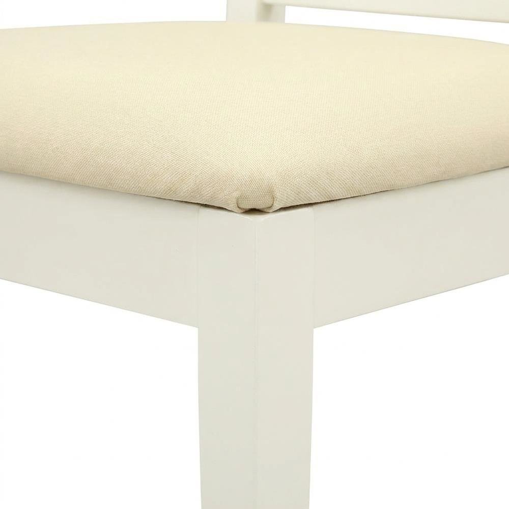 Upholstered Dining Chair with Solid Wood Legs for Dining Room, Linen White, Set of 2. Picture 8
