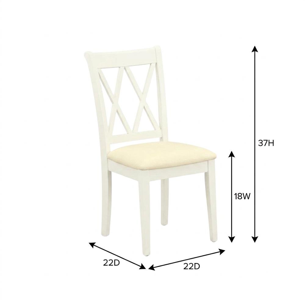 Upholstered Dining Chair with Solid Wood Legs for Dining Room, Linen White, Set of 2. Picture 6