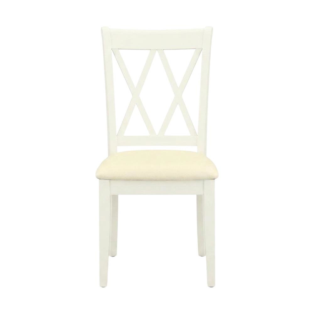 Upholstered Dining Chair with Solid Wood Legs for Dining Room, Linen White, Set of 2. Picture 2
