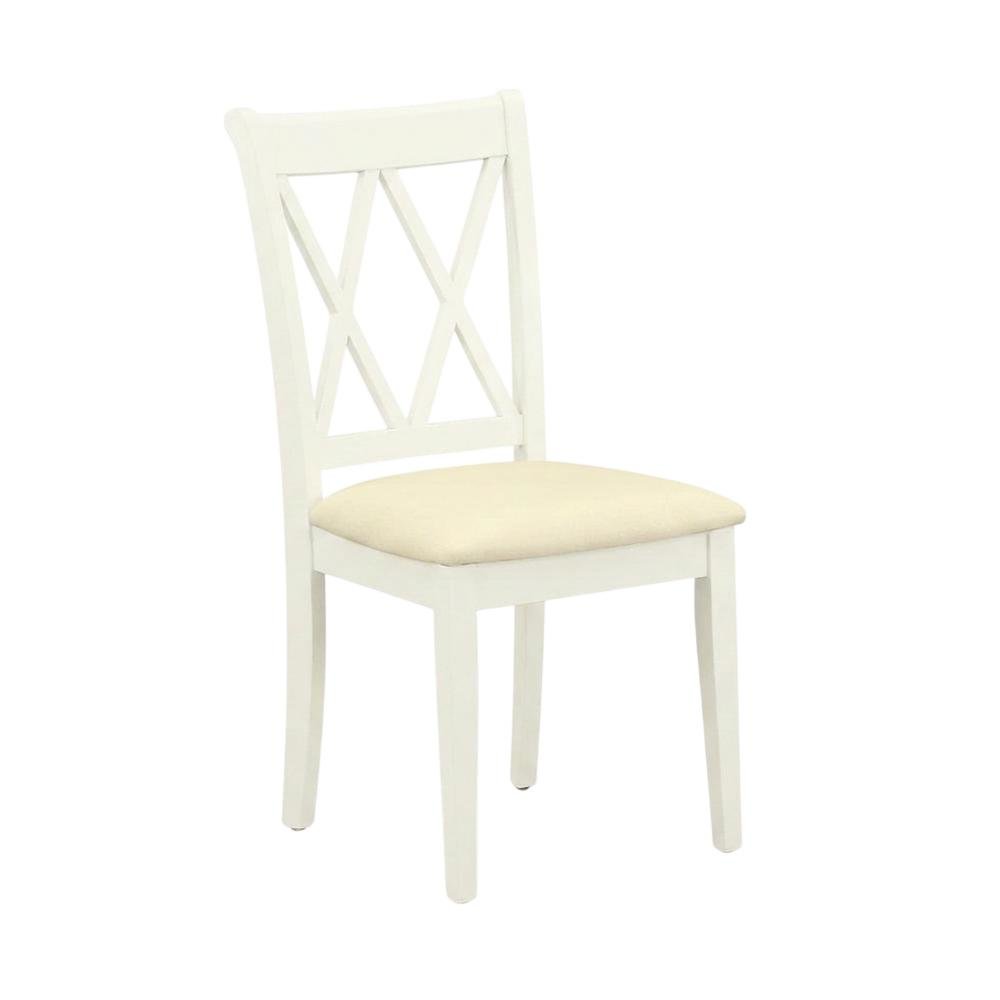 Upholstered Dining Chair with Solid Wood Legs for Dining Room, Linen White, Set of 2. Picture 5