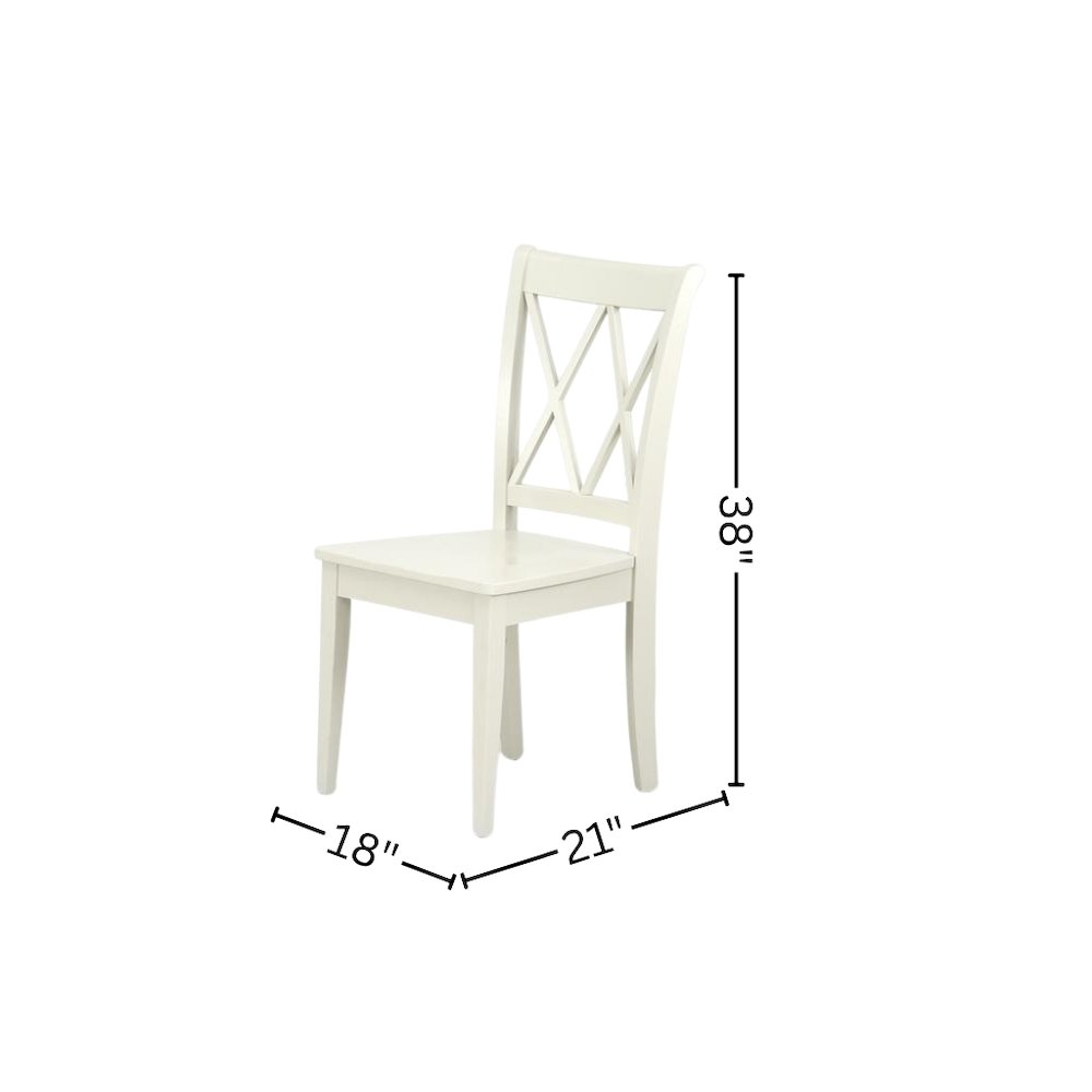 Linen White Dining Chair, Wooden Seat, Double X-Back, Set of 2, Solid Wood. Picture 3
