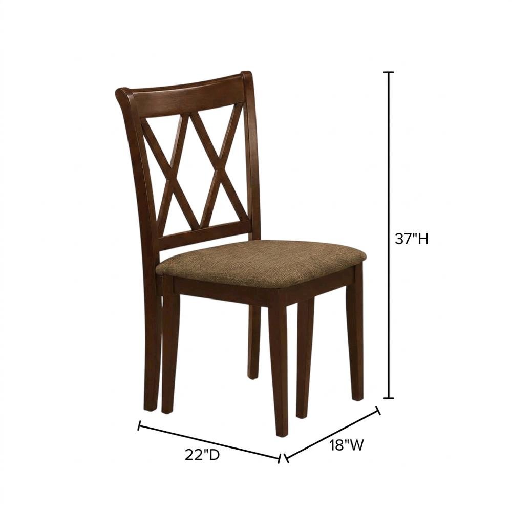 Rubberwood Dining Chair with Solid Wood Frame for Dining Room, Mahogany, Set of 2. Picture 6
