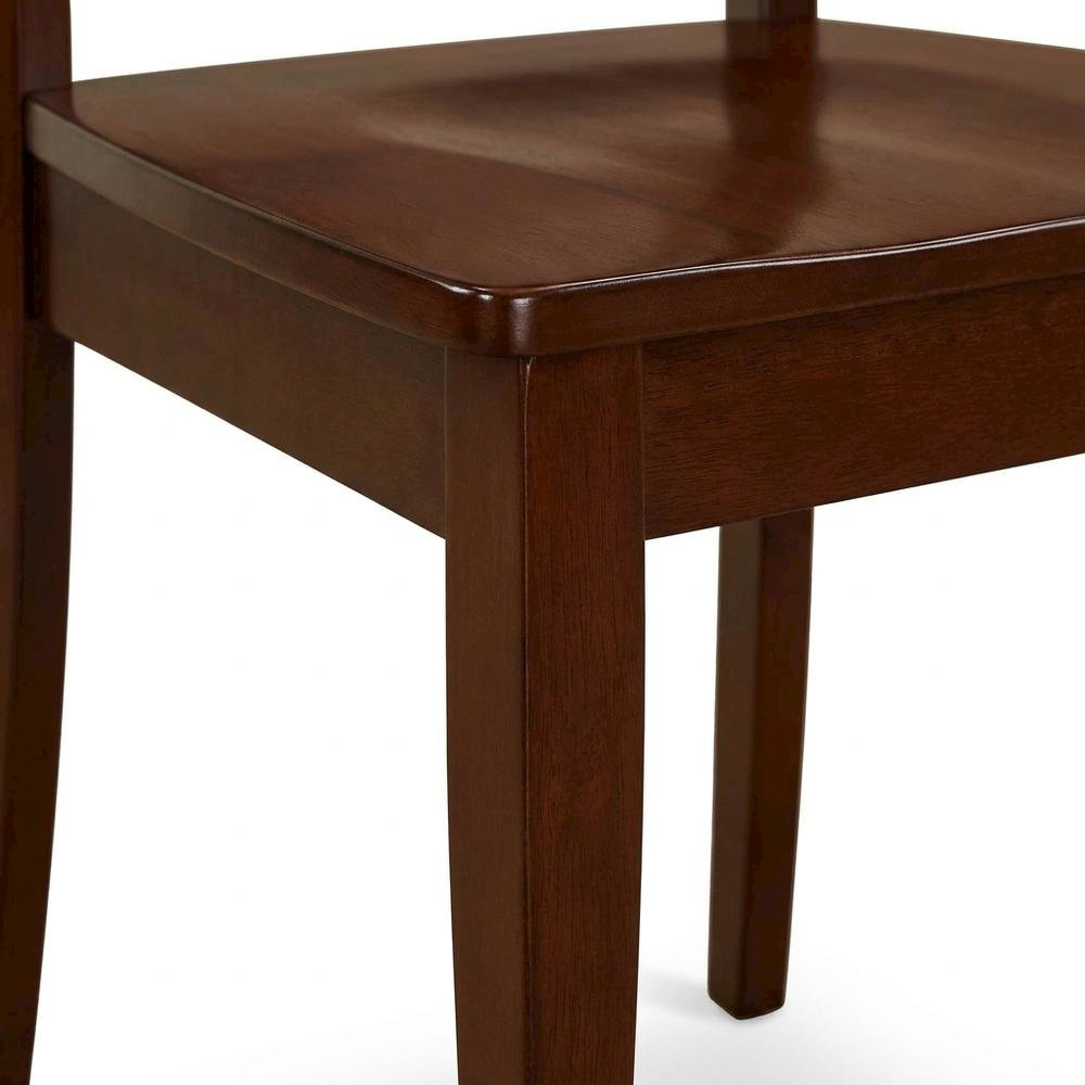 Solid Wood Dining Chairs with Double Cross Back, Mahogany, Set of 2. Picture 8