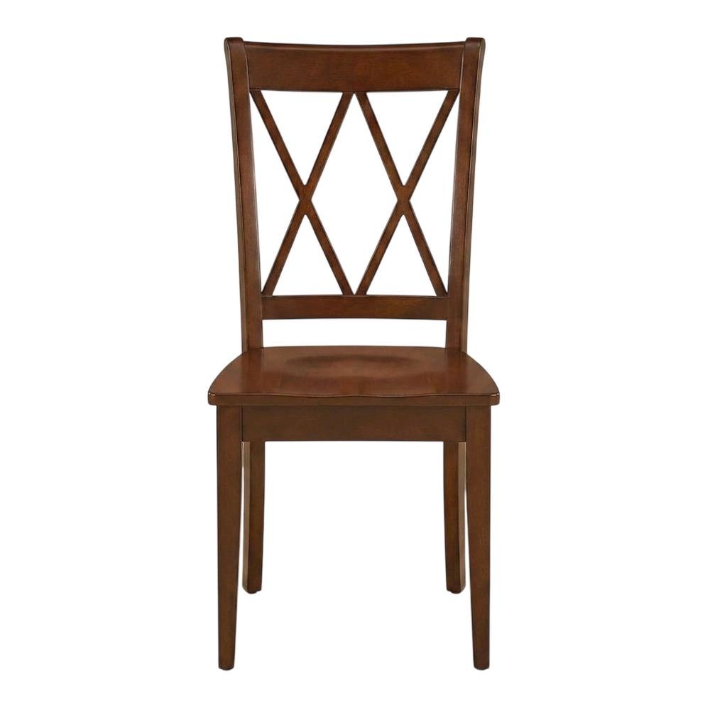 Solid Wood Dining Chairs with Double Cross Back, Mahogany, Set of 2. Picture 2