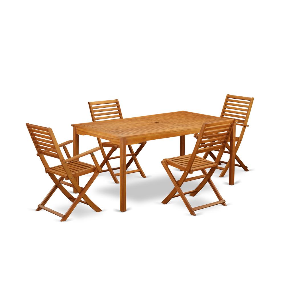 Wooden Patio Set Natural Oil, CMBS52CANA. Picture 1