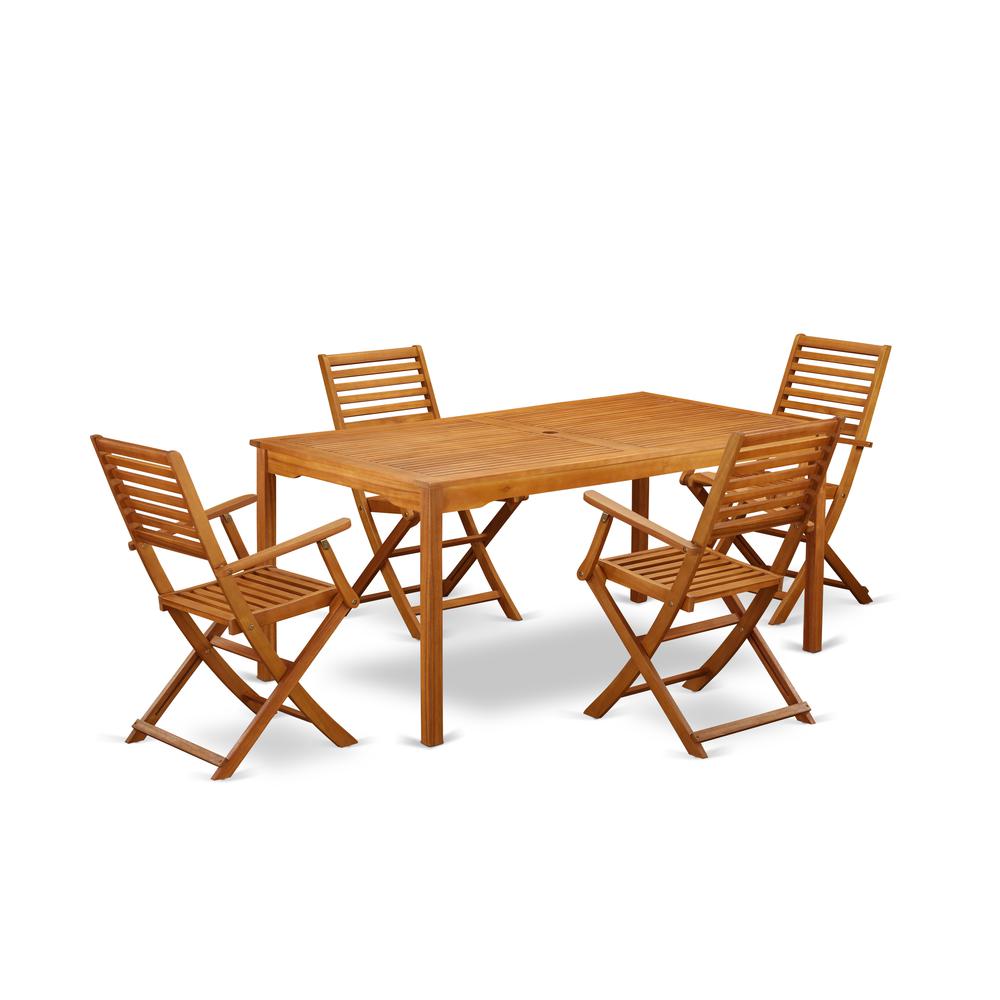 Wooden Patio Set Natural Oil, CMBS5CANA. Picture 1