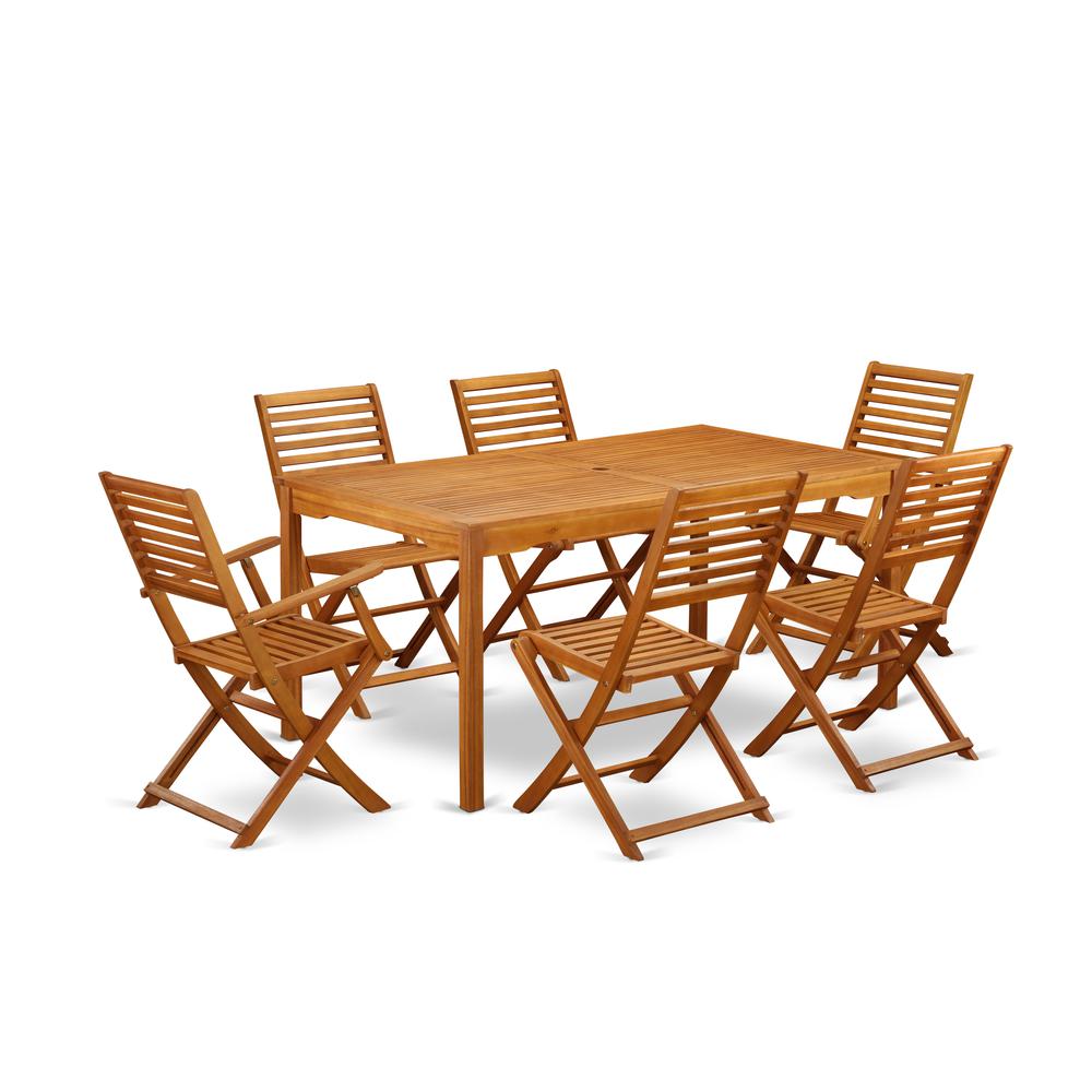 Wooden Patio Set Natural Oil, CMBS72CANA. Picture 1