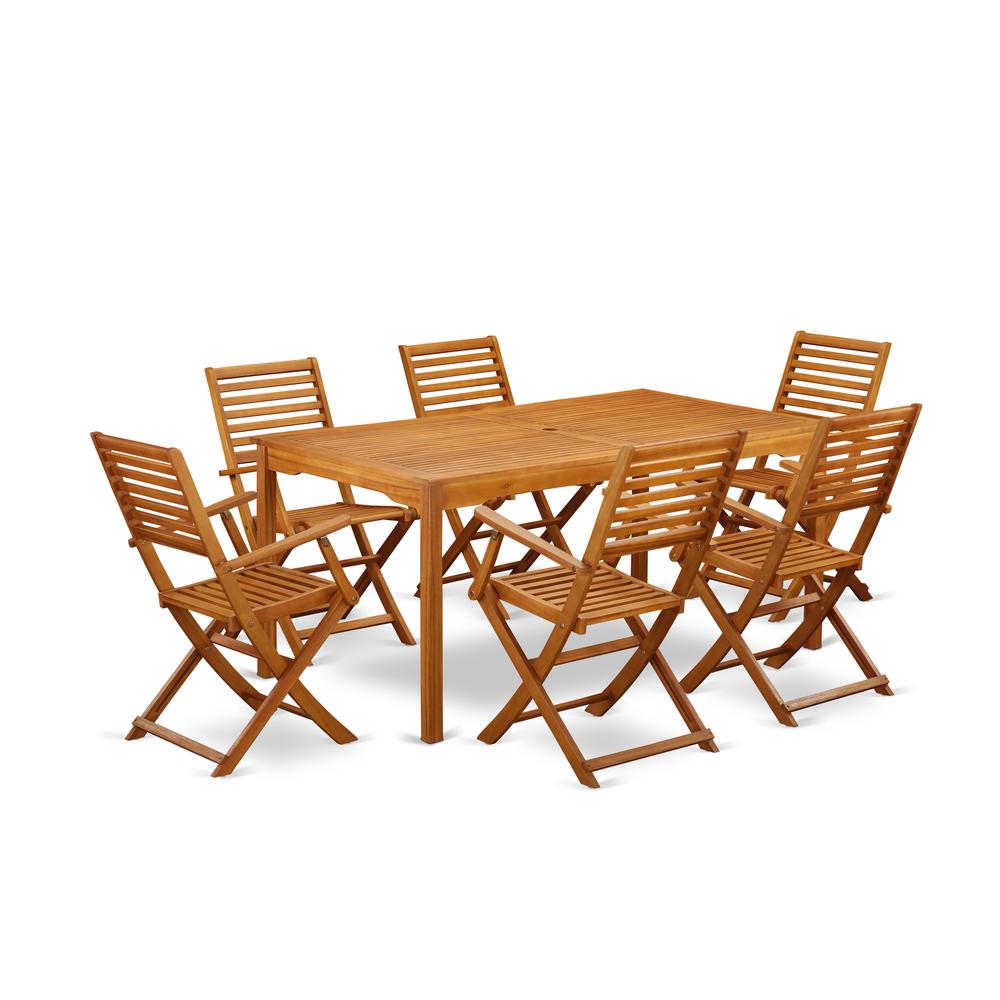 Wooden Patio Set Natural Oil, CMBS7CANA. Picture 1