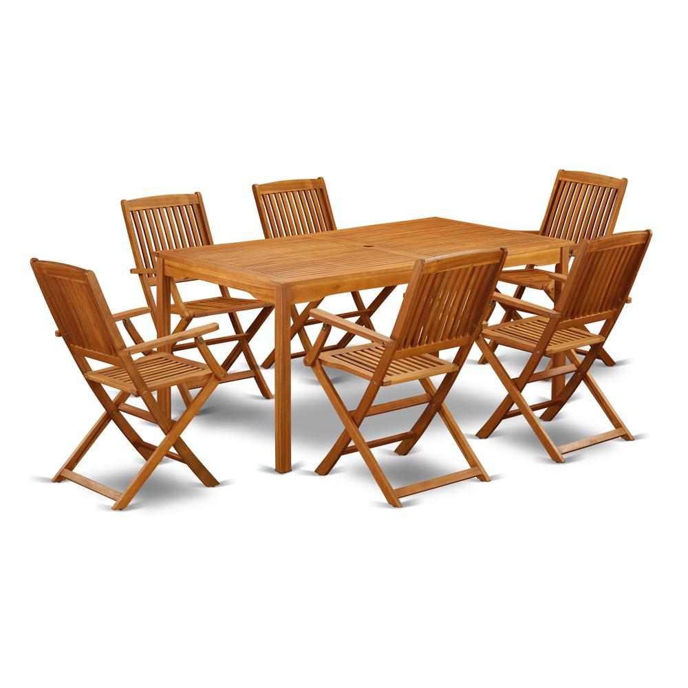 Wooden Patio Set Natural Oil, CMCM7CANA. Picture 1