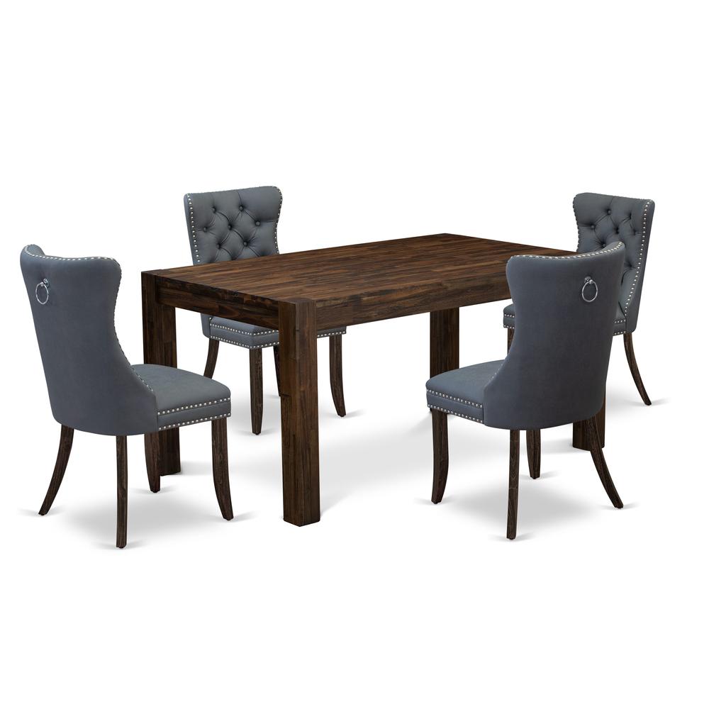 5 Piece Dining Room Set Contains a Rectangle Rustic Wood Table and 4 Chairs. Picture 6