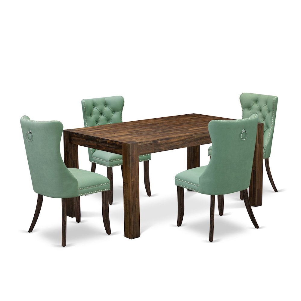 5 Piece Kitchen Set Consists of a Rectangle Rustic Wood Dining Table. Picture 1