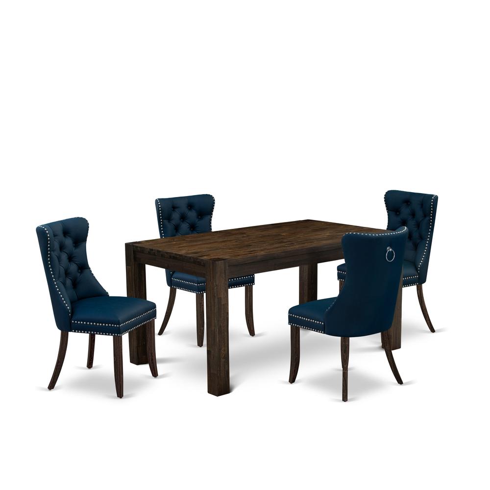 5 Piece Modern Dining Set Contains a Rectangle Rustic Wood Kitchen Table. Picture 6