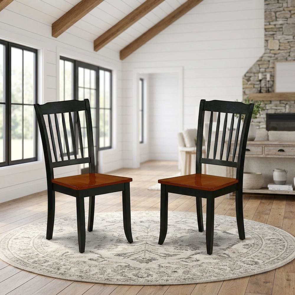 Wood Dining Chair with Cherry Seat and Metal Legs for Dining Room, Set of 2. Picture 3