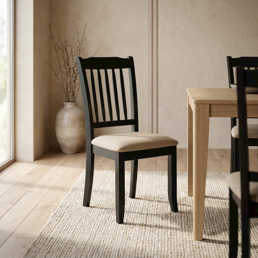 Upholstered High Back Parsons Dining Chair for Kitchen or Dining Room, Black, Set of 2. Picture 4