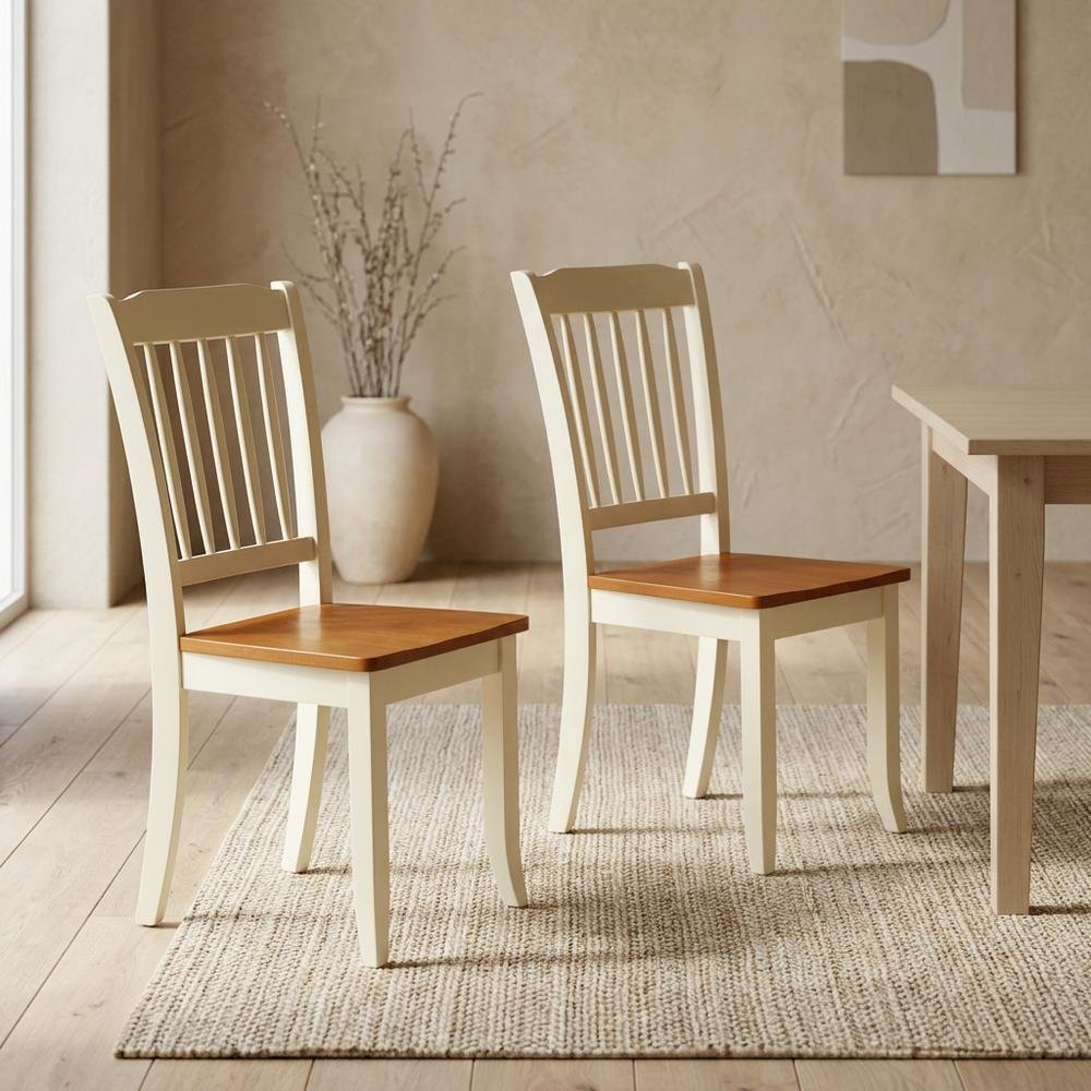 Wooden Dining Chairs Set of 2, Slat-Back Wooden Chair for Dining Table. Picture 4