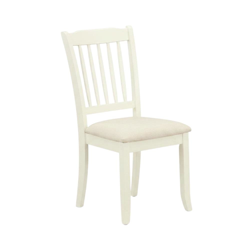 Upholstered High Back Dining Chair for Kitchen and Dining Rooms, Linen White, Set of 2. Picture 5