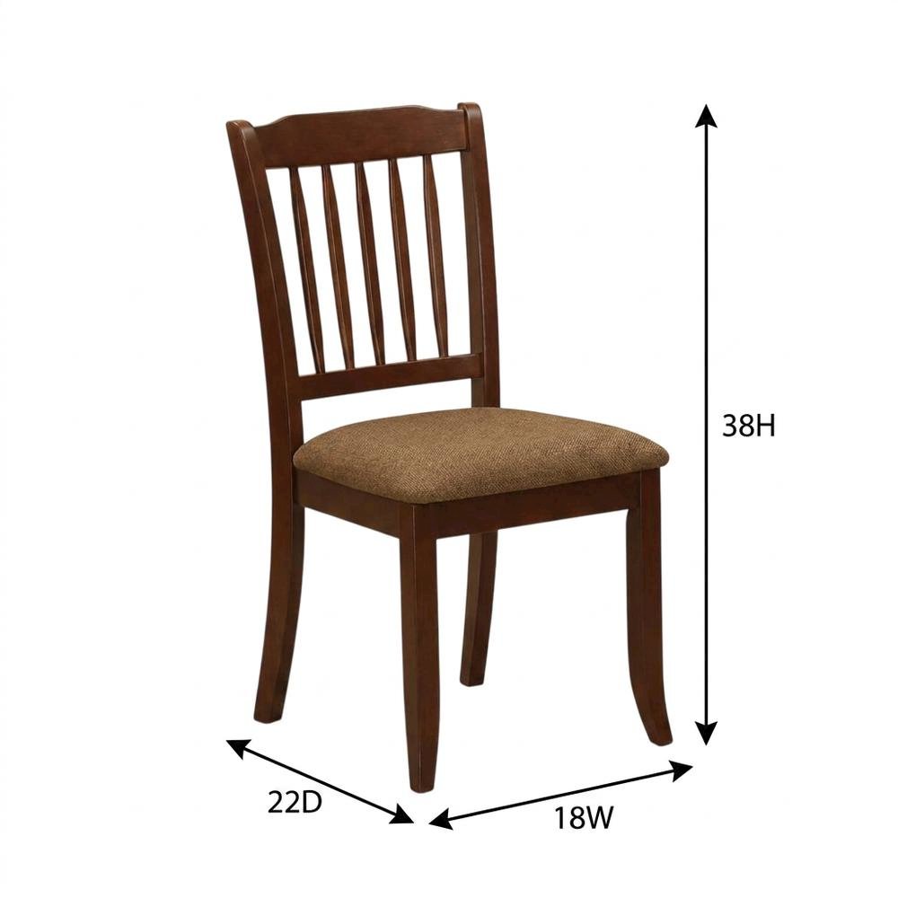 Wood Dining Chair with Solid Frame for Kitchen and Dining Room, Mahogany, Set of 2. Picture 6