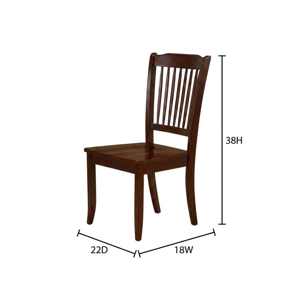 Mahogany Wood Dining Chair with Slat Back for Kitchen or Dining Room, Set of 2. Picture 6