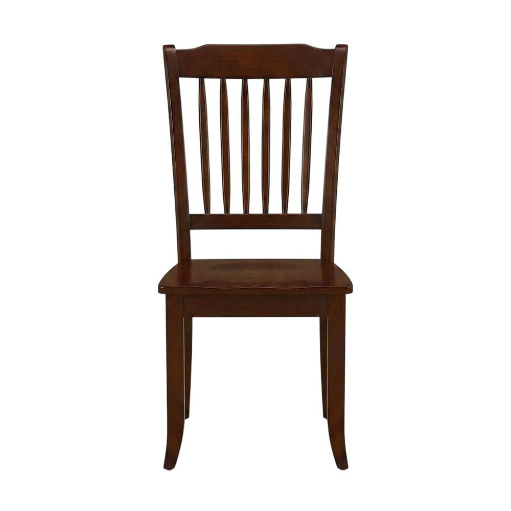 Mahogany Wood Dining Chair with Slat Back for Kitchen or Dining Room, Set of 2. Picture 2