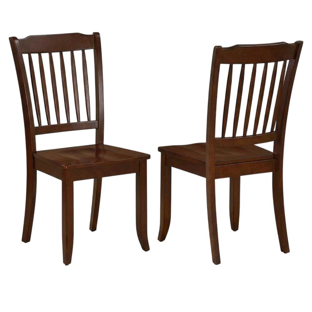 Mahogany Wood Dining Chair with Slat Back for Kitchen or Dining Room, Set of 2. Picture 5