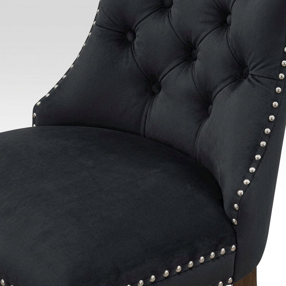Wood Parsons Dining Chair with Upholstered Seat, Dark Gray, Set of 2. Picture 7
