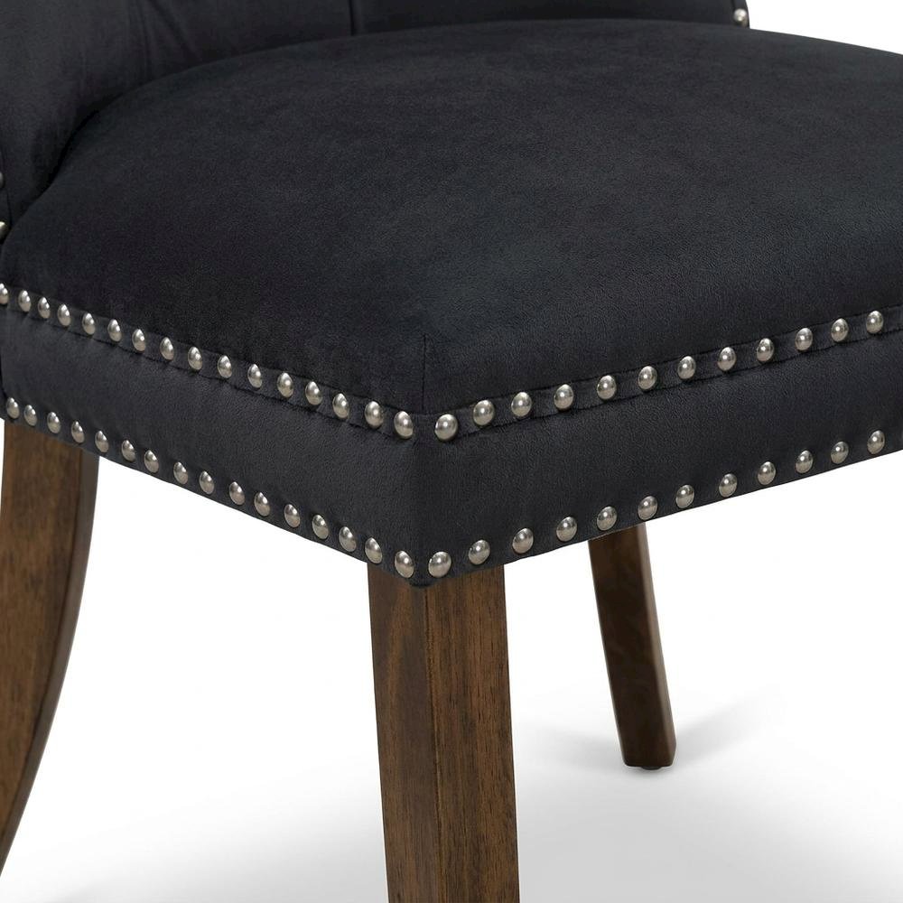 Wood Parsons Dining Chair with Upholstered Seat, Dark Gray, Set of 2. Picture 8