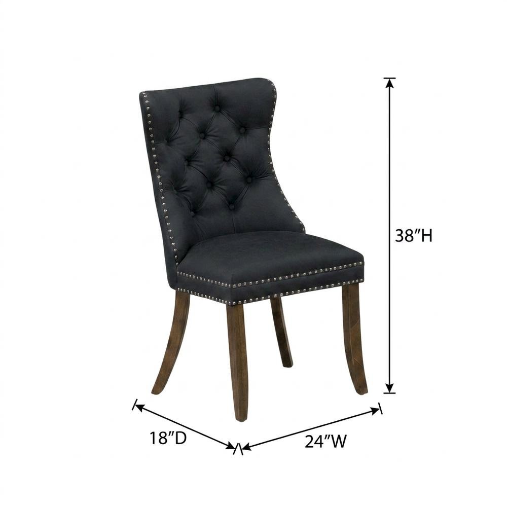 Wood Parsons Dining Chair with Upholstered Seat, Dark Gray, Set of 2. Picture 6