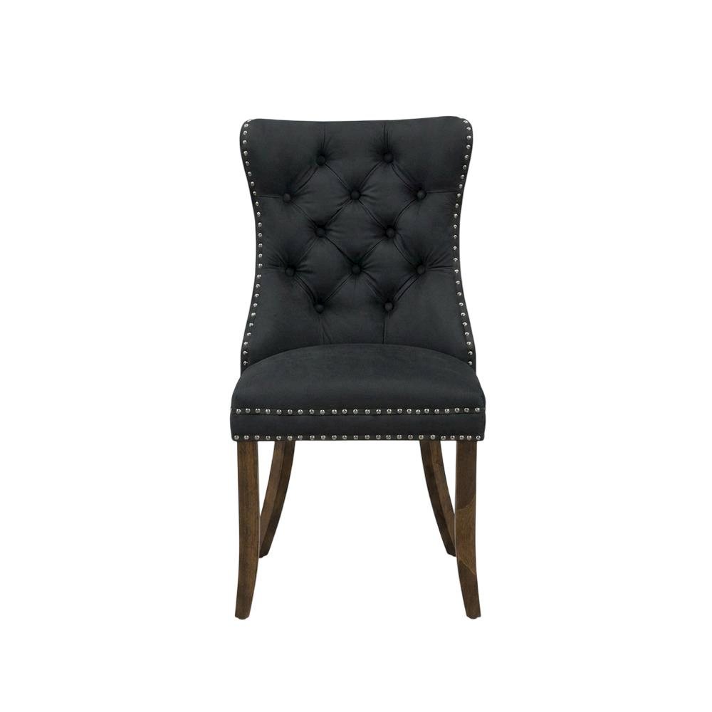 Wood Parsons Dining Chair with Upholstered Seat, Dark Gray, Set of 2. Picture 2