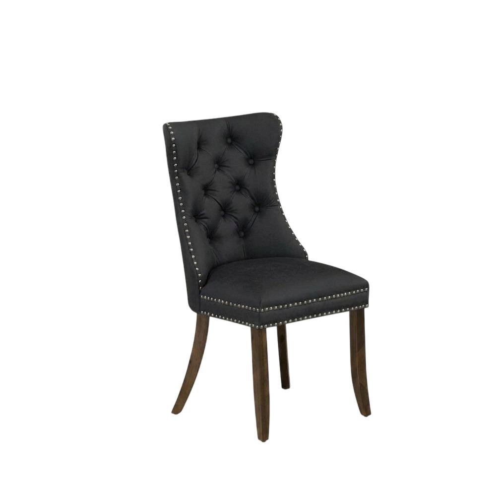 Wood Parsons Dining Chair with Upholstered Seat, Dark Gray, Set of 2. Picture 5