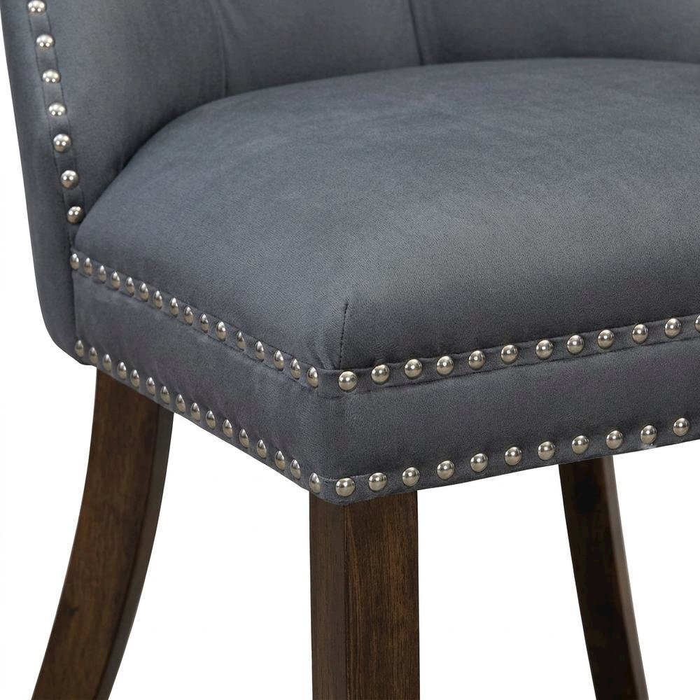 Wooden Parsons Dining Chair, Upholstered Seat, Antique Walnut, Set of 2. Picture 8