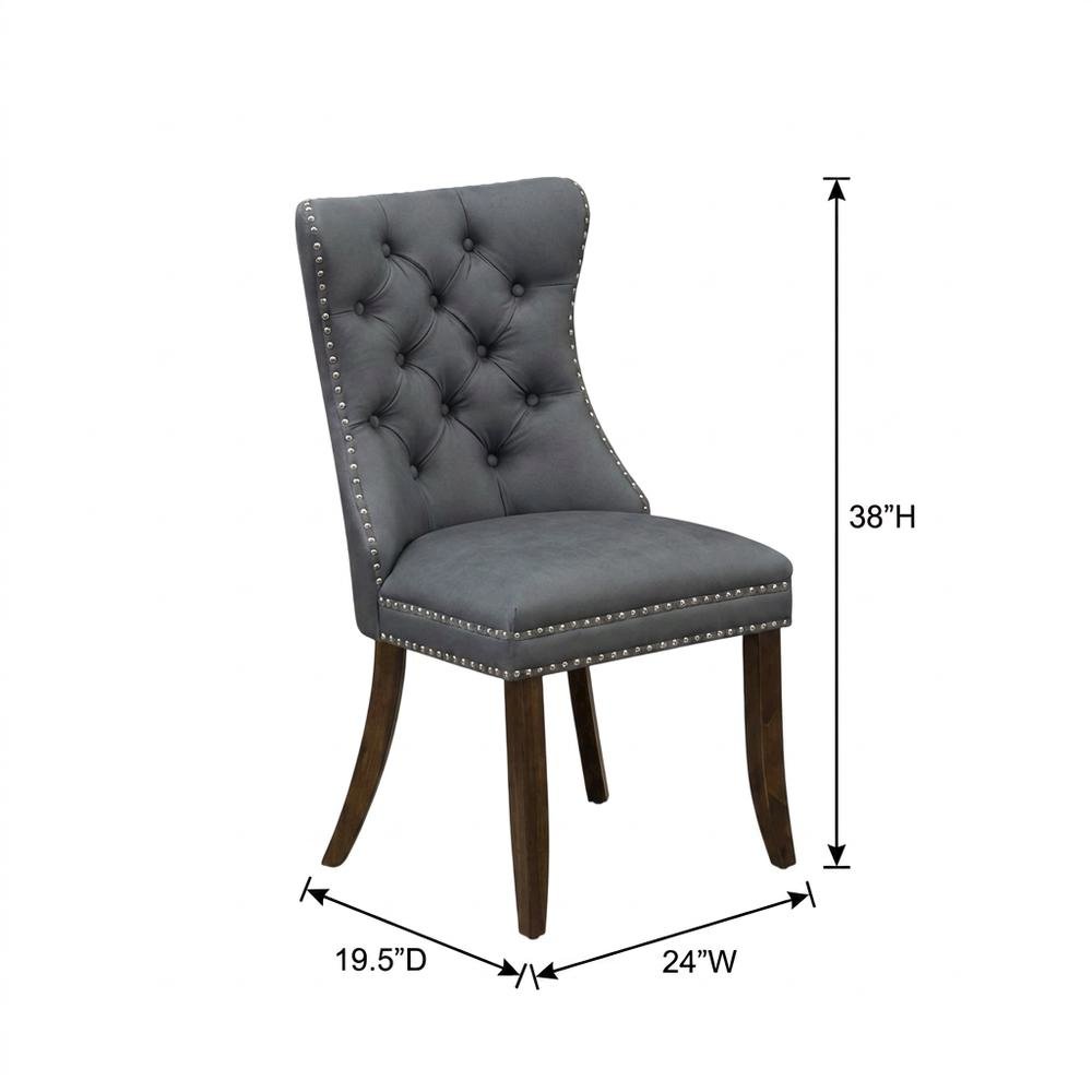 Wooden Parsons Dining Chair, Upholstered Seat, Antique Walnut, Set of 2. Picture 6