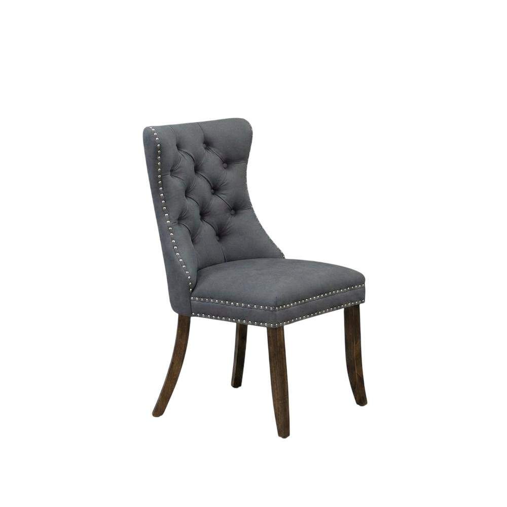 Wooden Parsons Dining Chair, Upholstered Seat, Antique Walnut, Set of 2. Picture 5