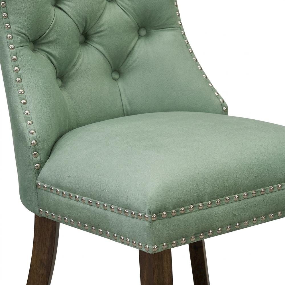 Wood Parsons Dining Chair, Upholstered Kitchen Chair, Willow Green, Set of 2. Picture 7