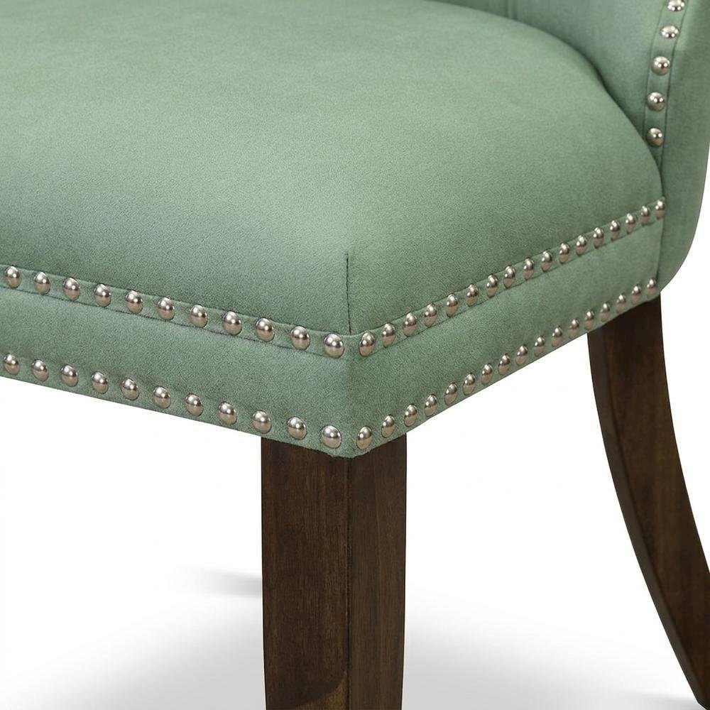 Wood Parsons Dining Chair, Upholstered Kitchen Chair, Willow Green, Set of 2. Picture 8