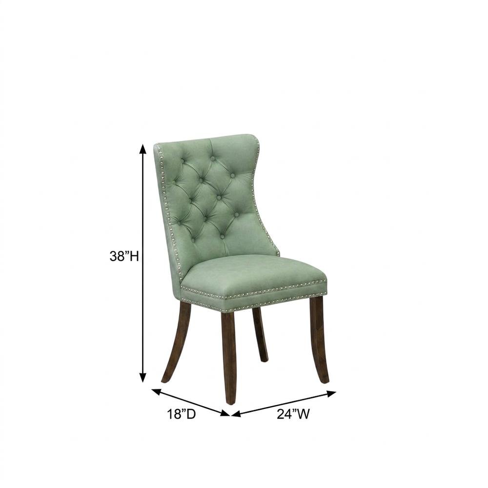 Wood Parsons Dining Chair, Upholstered Kitchen Chair, Willow Green, Set of 2. Picture 6