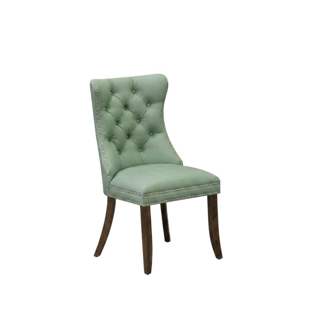 Wood Parsons Dining Chair, Upholstered Kitchen Chair, Willow Green, Set of 2. Picture 5