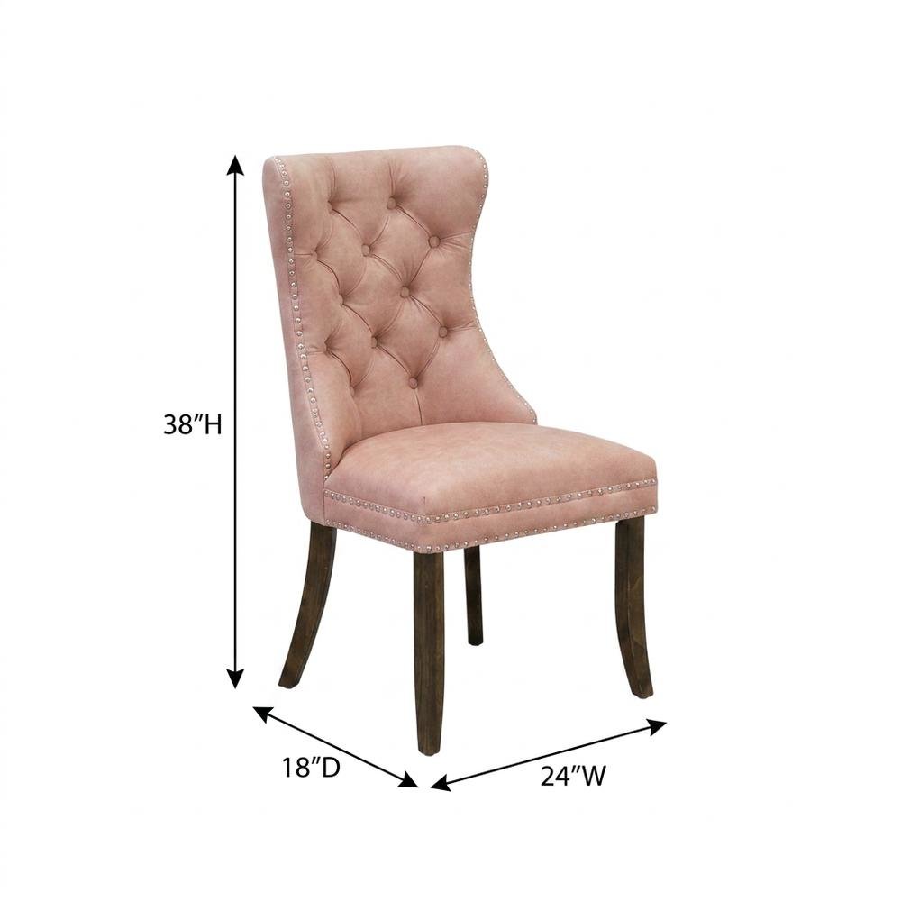 Wood Upholstered High Back Parsons Chair for Dining Room Table Set, Beige Red, Set of 2. Picture 5