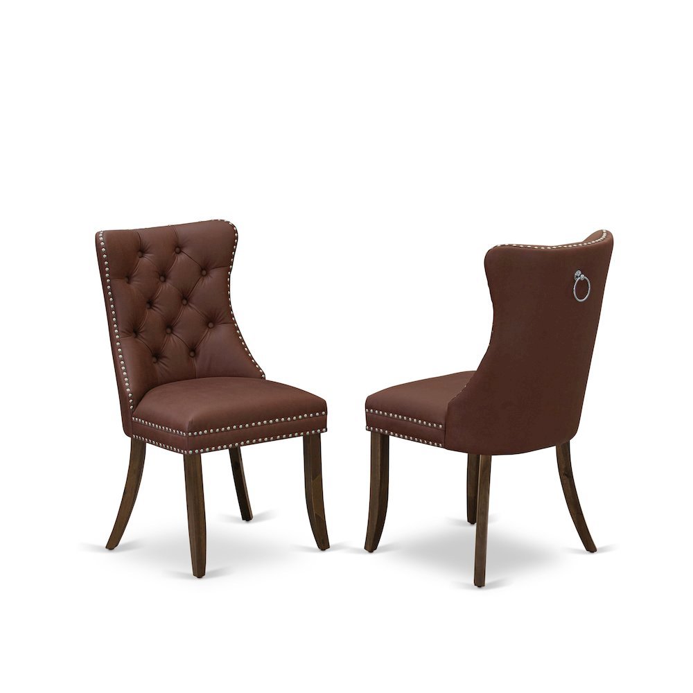 Parsons Upholstered Dining Chair with Wood Frame, High Back, Burgundy, Set of 2. Picture 1