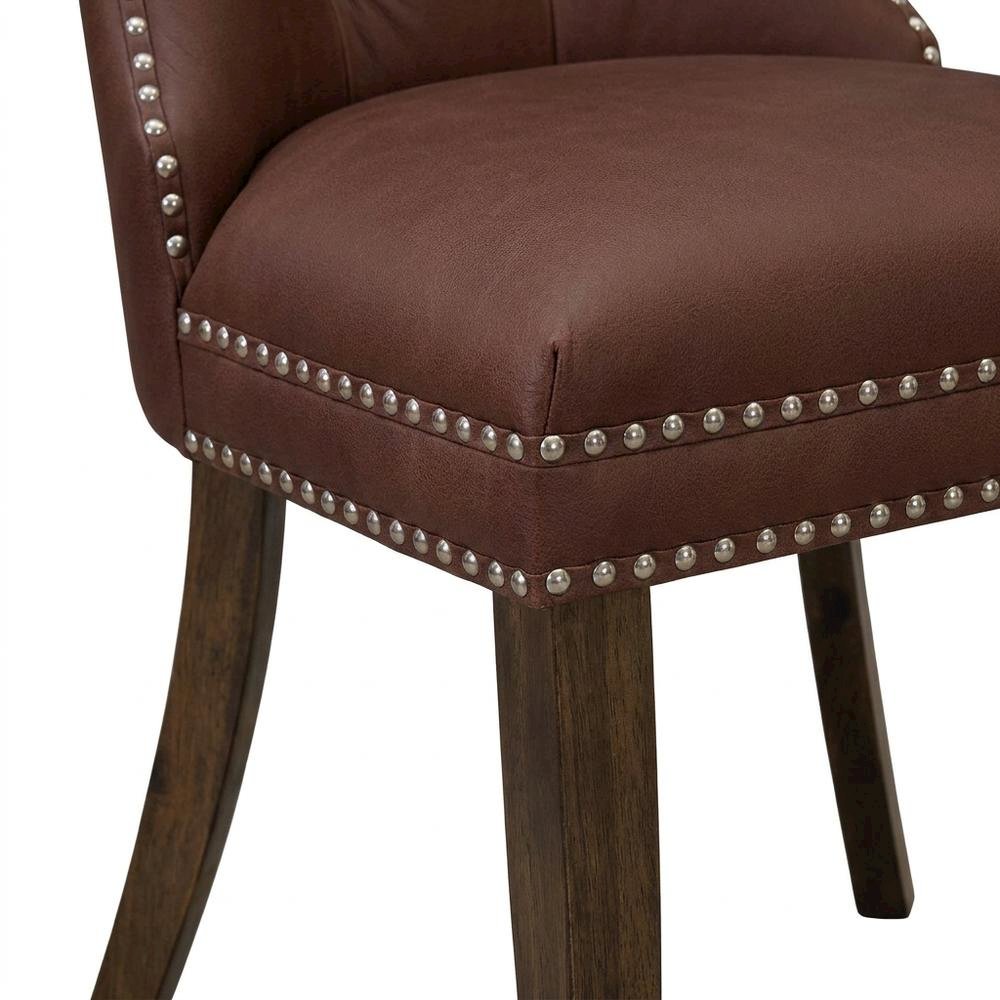 Parsons Upholstered Dining Chair with Wood Frame, High Back, Burgundy, Set of 2. Picture 8