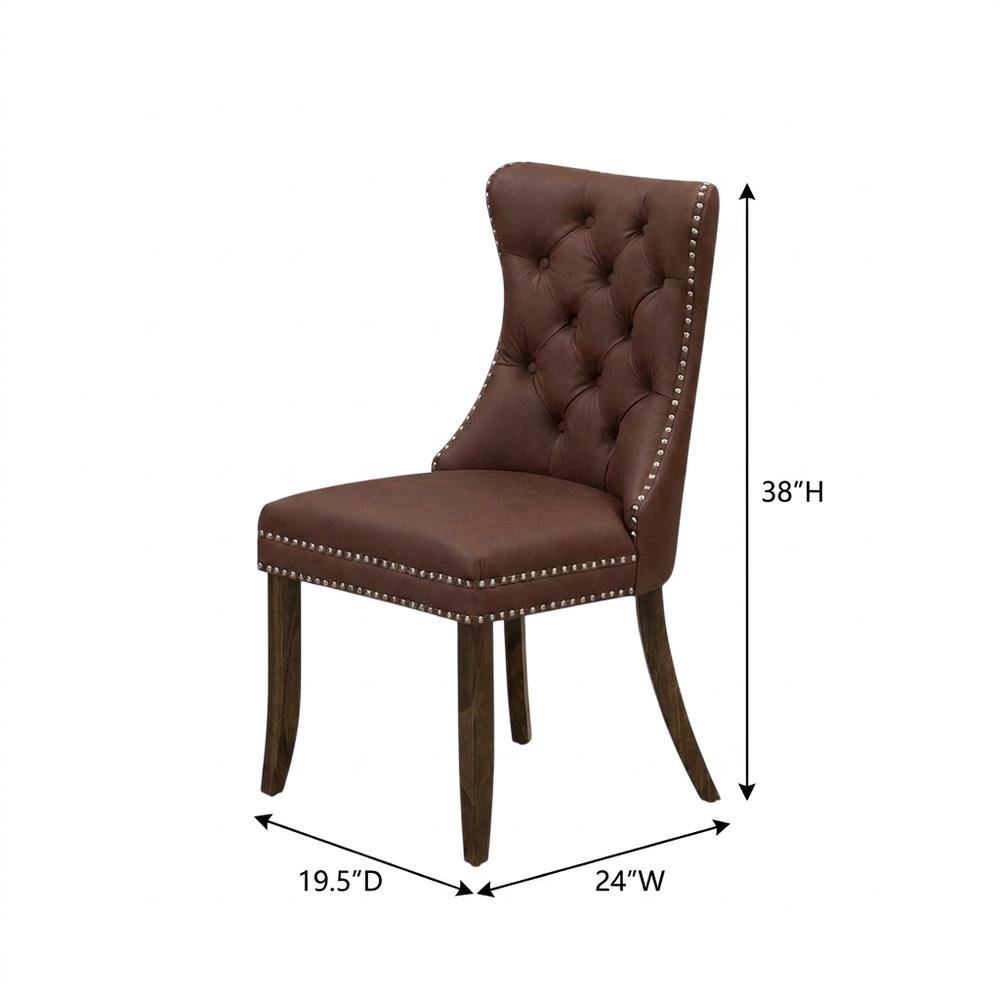 Parsons Upholstered Dining Chair with Wood Frame, High Back, Burgundy, Set of 2. Picture 6