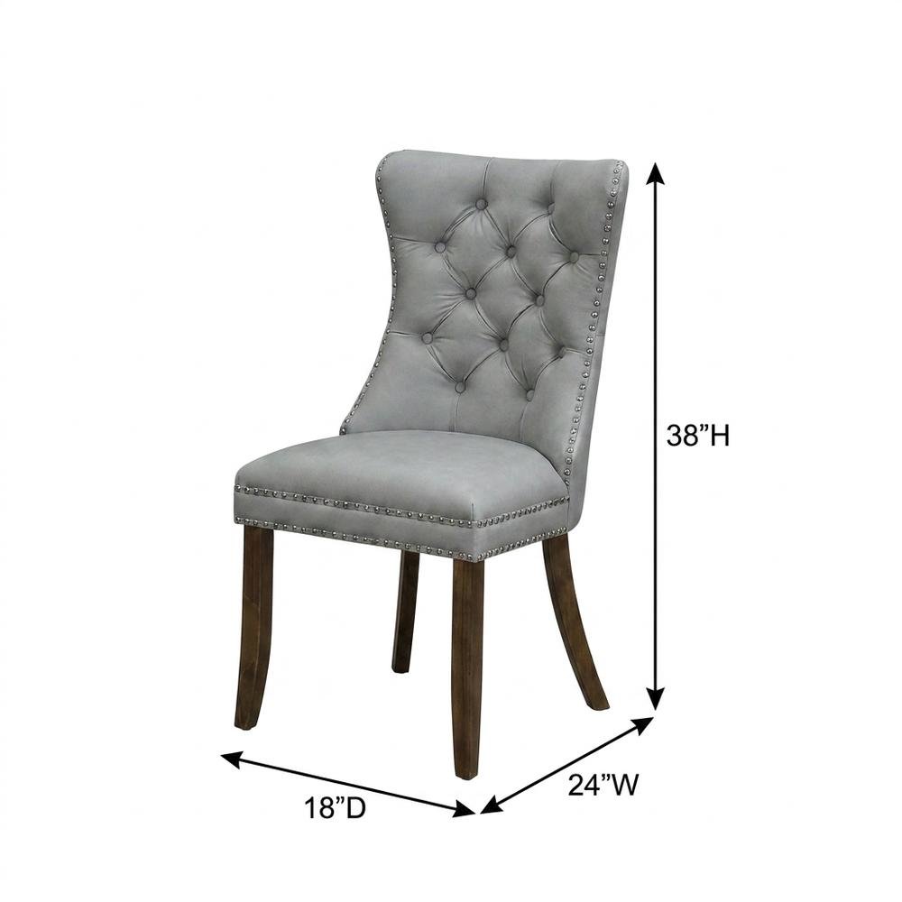 Wood Parsons Dining Chair, Kitchen and Dining Room Chairs, Light Gray, Set of 2. Picture 6