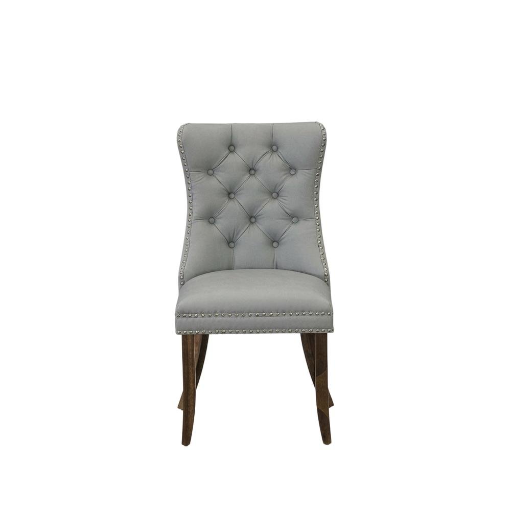 Wood Parsons Dining Chair, Kitchen and Dining Room Chairs, Light Gray, Set of 2. Picture 2